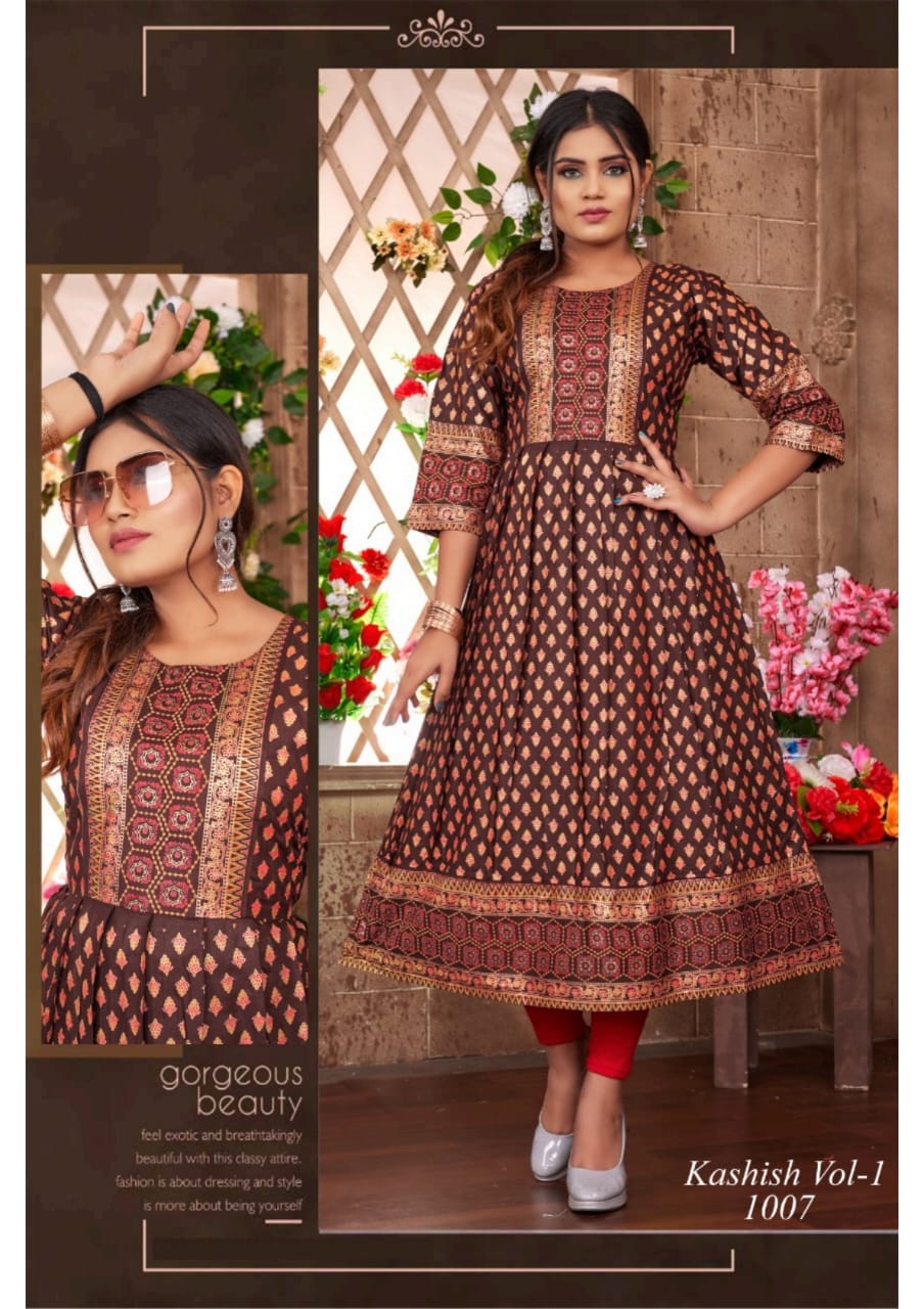 Kashish Vol 1 Fancy Designer Wholesale Anarkali Kurtis Catalog
